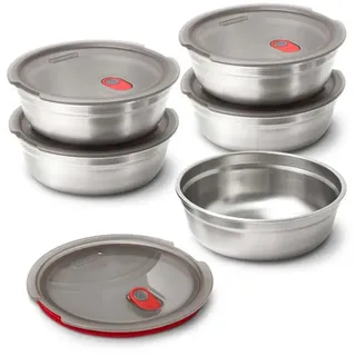 Black+blum Edelstahl Schüssel - Grey / Red - Gross