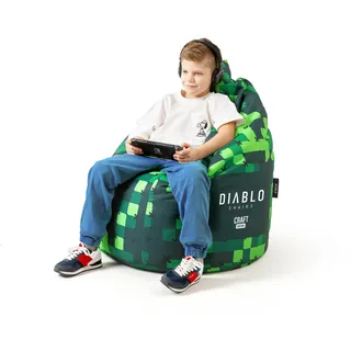 Diablo Kindersitzsack mit Füllung Sitzsack Gaming Sessel Beanbag Farbe: Craft - Grün