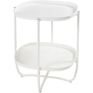 [en.casa] Tabletttisch ‘Sandefjord’ - Weiß , Metall , Quadratisch , 46x57.5x46 cm , Gartenmöbel, Gartentische, Garten-Beistelltische