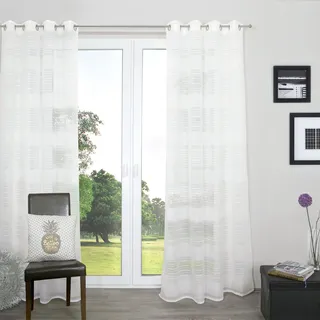 decolife Gardine »Estelle« Ösen 1 Stk. tlg. Ösenschal mit Blockstreifen weiß decolife weiß