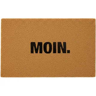 Relaxdays Fußmatte Kokos 80x50cm, Türvorleger Moin, rutschfest, wetterfest, Fußabstreifer innen & außen, natur/schwarz