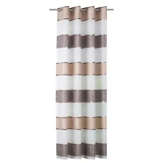 schmidt w. gmbh Ösenvorhang , Cappuccino , Textil , Streifen , 140x145 cm , Heimtextilien, Vorhänge, Fertigvorhänge, Ösenvorhänge