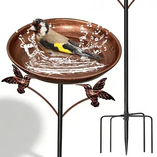 BAIFULAI Vogeltränke Stehend: 25cm Kleine Vogelbadewanne Vogeltränke Außenbereich, Antike Bronze Vogelbad für Draußen Garten, Antike Winterfest Futter Wasserschale