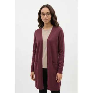 Vila Longstrickjacke "VIRIL LONG L/S KNIT CARDIGAN - NOOS" Viskosemischung, regular fit, port royale detail:schwarz melange