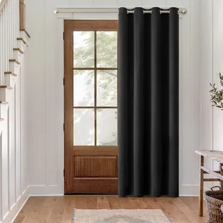 MIULEE Verdunklungsvorhang Schwarz Blickdichte Vorhänge mit Ösen Thermovorhang Hitzeschutz Türvorhang 1 Stück H 245 x B 140 cm Tür Gardinen Abdunkelnde Wohnzimmer Schlafzimmer Blackout Curtain