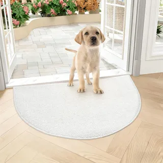 Halbrund Schmutzfangmatte Innen, Rutschfest Fußmatte Innen Außen Schmutzmatte Waschbar Sauberlaufmatte Türmatte Polyester Eingangsteppich Fussmatte eingangsmatte für Eingang Haustür (beige, 50x80)