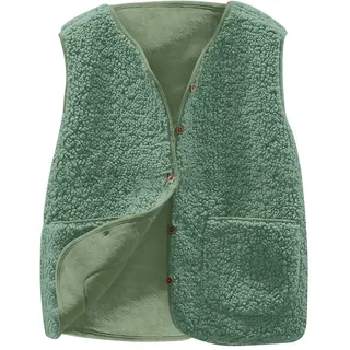 Generisch Weste Damen Ärmellose Fleeceweste Damen Einfarbig V-Ausschnitt Knöpfen Teddy Jacke Herbst Winter Warm Ärmellos Plüschweste Kurz Fell Weste Leicht Casual Einfarbig Damenweste