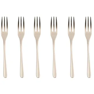 Sambonet Rosenthal Gold Besteck Kuchengabeln - Champagner Gold - Taste Vintage - 6-teilig - Spülmaschinenfest