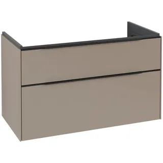 Villeroy & Boch Subway 3.0 Waschbeckenunterschrank, 2 Auszüge, 973x576x478mm, C57001VM, Farbe: Front/Korpus: Taupe, Griff: Volcano Black