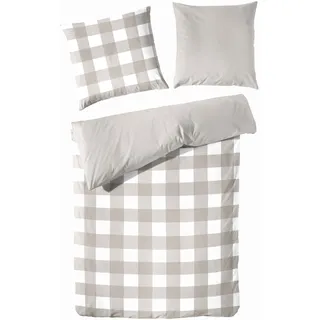 Traumhaft gut schlafen – Perkal-Bettwäsche, 2-teilig, mit Karo-Muster, versch. Farben und Größen - 80 x 80 cm, 155 x 220 cm/Taupe