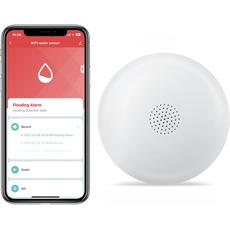 HEIMAN Wi-Fi Wasseralarm,WLAN Wassermelder mit Batterie,Smart Wassersensor,75 dB WiFi-2.4Ghz für Küchen, Keller und Badezimmer (1) (1 Stück)