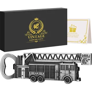 LULLEA Feuerwehrauto Bier Flaschenöffner, Feuerwehr Geschenke, Bier Geschenke für Feuerwehrmann, Vatertagsgeschenk Weihnachtsgeschenke Geburtstagsgeschenk für Vater Papa mit Geschenkbox