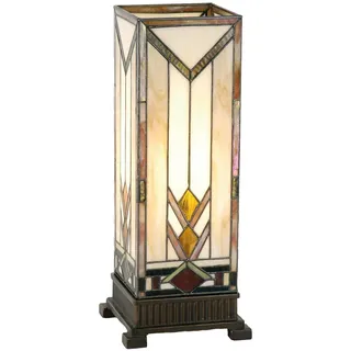 LumiLamp Tiffany Tischlampe 5LL-9227 Beige Gelb Glas 18x18x45 cm E27 Fassung - Beige
