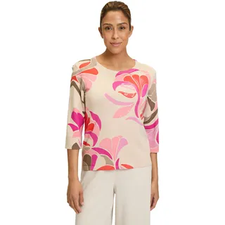 Betty Barclay Damen Feinstrickpullover mit Print 40, Nature/Red