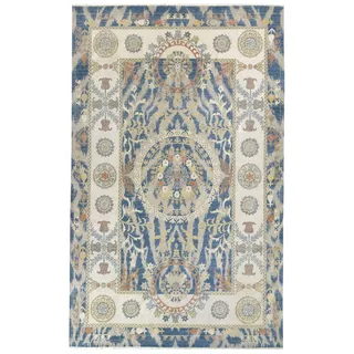 HAMID - Gadea Omid Blauer Teppich, 100% Wolle, Orientteppich für Wohnzimmer, Schlafzimmer... (300 x 200)