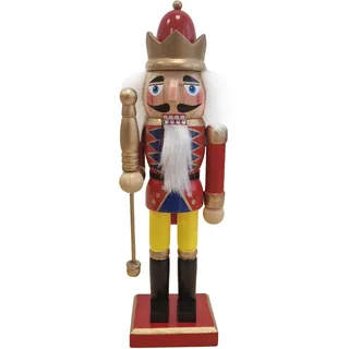 Logbuch-Verlag Nussknacker-König 25 cm – Holzfigur mit Krone, Bart & Zepter – Weihnachtsdeko zum Hinstellen im klassischen Stil