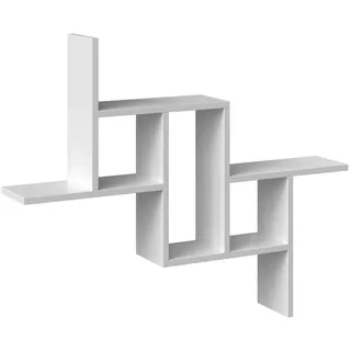 Selsey Fiesta Wandregal 73,5 x 90 x 15 cm, Moderne Wandregale mit 6 Ablagefächern, asymmetrisches Design für Wohnzimmer, Büro, Schlafzimmer, weiße Farbe, Selbstmontage