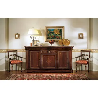 Anrichte Barock Stil Sideboard Echtholz Luxus Italienische Holz Möbel Kommode - Braun