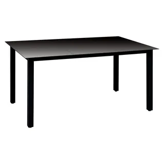 Garten-Esstisch, Tisch Balkon, Gartentisch, Balkontisch, Küchentisch, Garden Table, Terrassentisch, Glas Aluminium 150 x 90 x 74 cm Schwarz - Schwarz