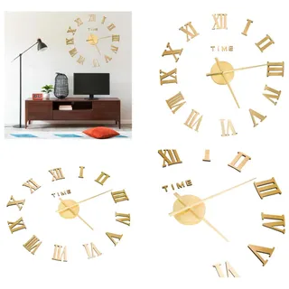 vidaXL 3D Wanduhr Modernes Design Golden 100 cm XXL - Wanduhr - Wanduhren - Wand Uhr - Wand Uhren - Gold