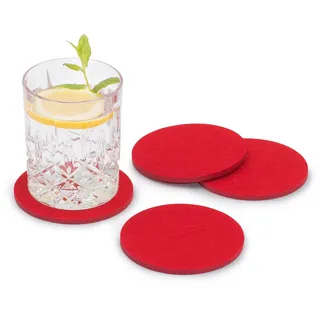 FILU Filzuntersetzer rund 8er Pack (Farbe wählbar) rot - Untersetzer aus Filz für Tisch und Bar als Glasuntersetzer/Getränkeuntersetzer für Glas und Gläser
