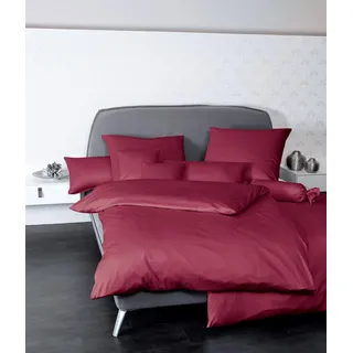 Janine Design Mako-Satin-Bettwäsche-Garnitur 31001 Colors Farbe bordeaux Größe 155x220 + 80x80 - Rot