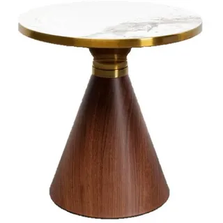 Kare Kare-Design Couchtisch , Braun, Weiß, Goldfarben , Metall, Keramik , Marmoroptik , rund , konisch, rund , 50x52x50 cm , Wohnzimmer, Wohnzimmertische, Couchtische, Couchtische Marmoroptik