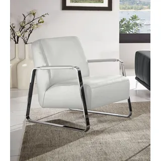 W.Schillig Cocktailsessel quadroo Leder/Mikrofaser 65 x 82 x 82 cm Weiß mit Kissen