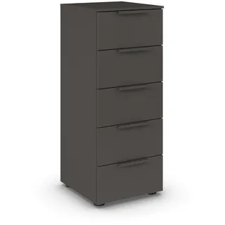 Rauch Möbel Kommode, für Schlafzimmer, Kinderzimmer, Wohnzimmer, Jugendzimmer, Flur, Garderobe, 5 Schubladen, mit Softclose Funktion, Farbe Graphit, Schwarz, Breite 40 cm,