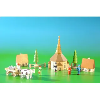 Miniatur Seiffener Spielzeugdorf, 12-teilig Figurengröße ca 2,6 cm NEU Weihnacht