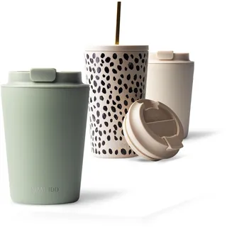 MAMEIDO Thermobecher 350 ml, dichter Kaffeebecher to go aus Edelstahl doppelwandig isoliert, auslaufsicher, Coffee to go Becher warmhaltend (Desert Sage)