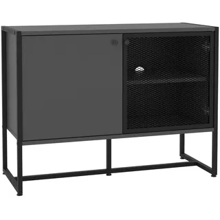 Novel Sideboard , Anthrazit, Schwarz , Metall , 2 Fächer , 100x75x41 cm , stehend , Kleinmöbel, Kommoden, Sideboards