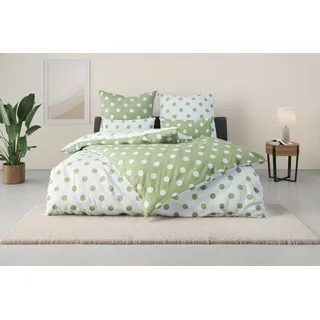 MY HOME Wendebettwäsche »Dots« 2 tlg. ab Größe 135x200 cm, aus recyceltem Material, Bettwäsche mit Punkten grün