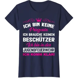 Feuerwehrfrau in Bin in der Jugendfeuerwehr Jugend Feuerwehr T-Shirt, Damen, Marineblau, XXL