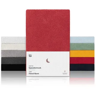 Blumtal® Frottee Spannbettlaken 140x200x27cm - Oeko-TEX zertifiziertes Spannbetttuch 140x200x27cm - Frottee-Spannbettlaken bis 27cm Matratzenhöhe - Rot