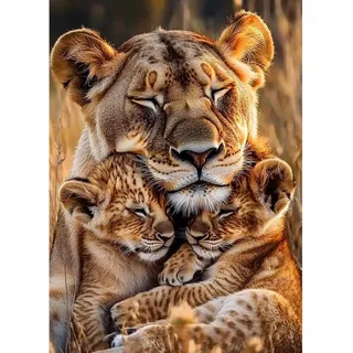 MAXBYE Löwen Diamond Painting Art Kits, 5D Diamond Kunst Komplett Set DIY Gem Kunsthandwerk für Erwachsene Anfänger, Runde Diamant Bilder Kristall Kreuzstich Home Wall Decor Geschenke 30x40cm