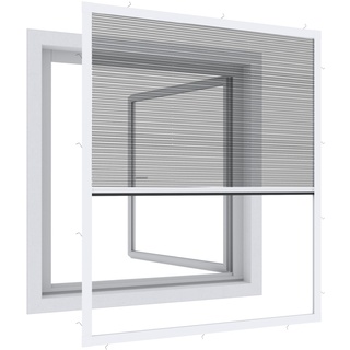 WINDHAGER Expert Plissee Fenster Ultra Flat, Insektenschutz für Fenster, Fliegengitter, Mosquitoschutz, Selbstbausatz 130 x 150 cm, weiß, 03244