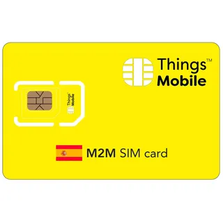 Daten-SIM-Karte M2M Spanien - Things Mobile - mit weltweiter Netzabdeckung und Mehrfachanbieternetz GSM/2G/3G/4G. Ohne Fixkosten und ohne Verfallsdatum. 10 € Guthaben inklusive