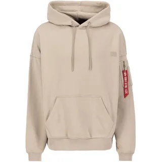 Hoodie ALPHA INDUSTRIES "Alpha Essentials RL Hoodie", Damen, Gr. 3XL, beige (vintage sand), Obermaterial: 70% Baumwolle, 30% Polyester, normal, Sweatshirts Hoodie