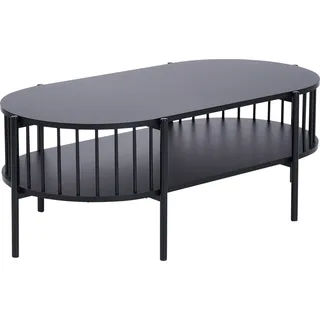 BELIANI Couchtisch Schwarz MDF-Platte mit Metallbeinen Ablagefach Oval Niedrig Offen Gitter-Optik Retro Wohnzimmertisch Sofatisch Kaffeetisch - Schwarz