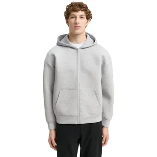 Sweater TOM TAILOR DENIM, Herren, Gr. XXL, beige (light stone grau melange), Sweatware, Obermaterial: 77% Polyester, 15% Viskose, 8% Elasthan, meliert, regular fit taillenbedeckt, ohne Ausschnitt, Bündchen, Sweatshirts Sweater, mit Taschen