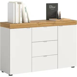 OTTO home Sideboard "MAMBO II, Breite 125 cm, 2 Türen, 3 Schubkästen" 1 Stk. tlg. Sideboard, Kommode, Wohnzimmer, Flur, Arbeitszimmer, platinum weiß, wotan eiche nachbildung