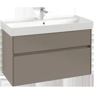 Villeroy & Boch Collaro Waschbeckenunterschrank, 2 Auszüge, Waschbecken mittig, 954x546x444mm, C01100VM, Farbe: Front/Korpus: Taupe, Griff: Taupe