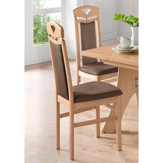 Home affaire Esszimmerstuhl »Berta Küchenstuhl« (Set) 2 Stk.Bezug in Microfaser, Gestell aus Buche Massivholz, braun