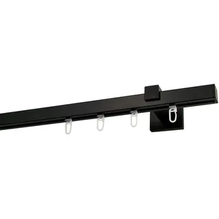 Vorhangstangenset , Schwarz , Metall , 180 cm , Heimtextilien, Vorhänge, Vorhangstangen, Vorhangstangenset