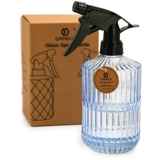 OFFIDIX Pflanzennebel, 0,45 l Glas-Sprühflasche mit verstellbarer Düse, Handdruck-Pflanzennebel mit oberer Pumpe für Garten, Pflanze, Reinigung (blau)