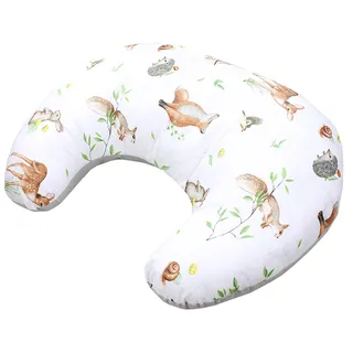 TupTam Baby Stillkissen Klein mit Baumwoll-Bezug, Farbe: Waldtiere/Igel/REH/Fuchs/Kaninchen/Beige