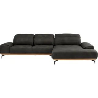 Musterring Wohnlandschaft "MR 2490 Ecksofa mit erstklassigem Sitzkomfort, Long-Life-Leder" Fuß schwarz, Sitzhöhe 48cm, wahlweise mit Funktionen, Maße 342x207 cm, anthrazit, s