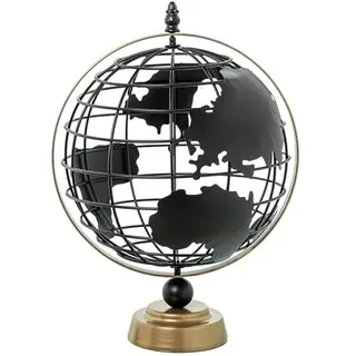 Globus aus Metall, hohl, Schwarz, 36,5 x 26,8 x 25 cm