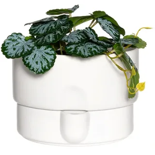 Blumentopf mit Bewässerungssystem Ø 21 cm , Weiß , Keramik , 15 cm , Dekoration, Blumen & Blumentöpfe, Übertöpfe